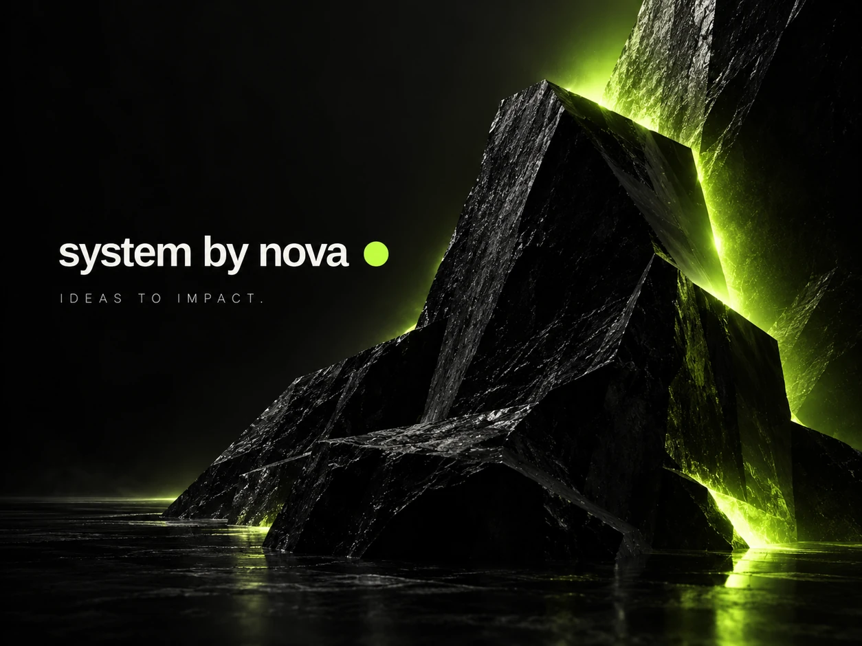 System by Nova siyah obsidyen ve lime ışık marka sahnesi.